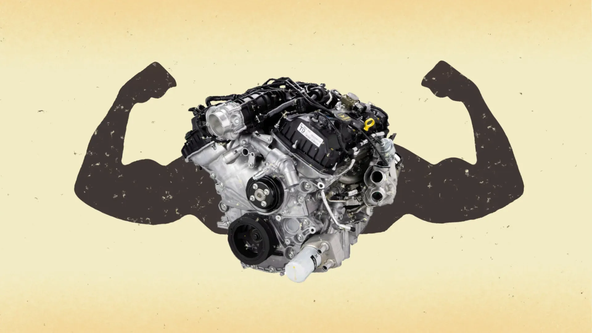 Ford EcoBoost engine with animated strength graphics