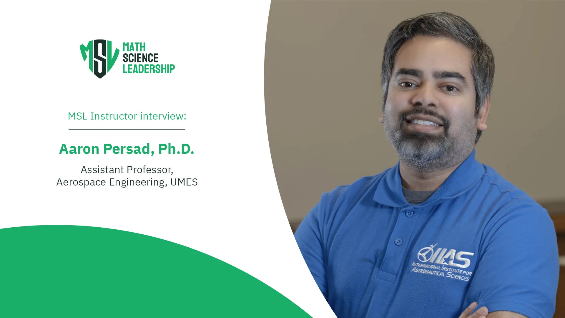 MSL instructor Aaron Persad during a filmed interview